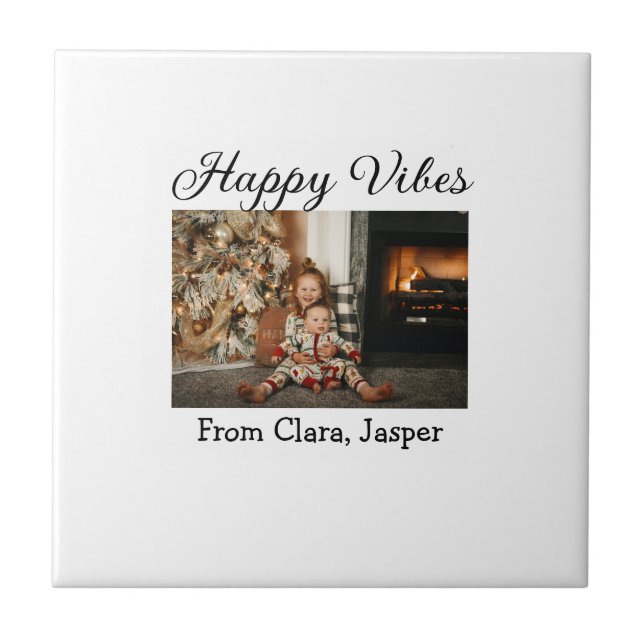 Azulejo Felices vibraciones niños Navidades familiares Inv (Frente)