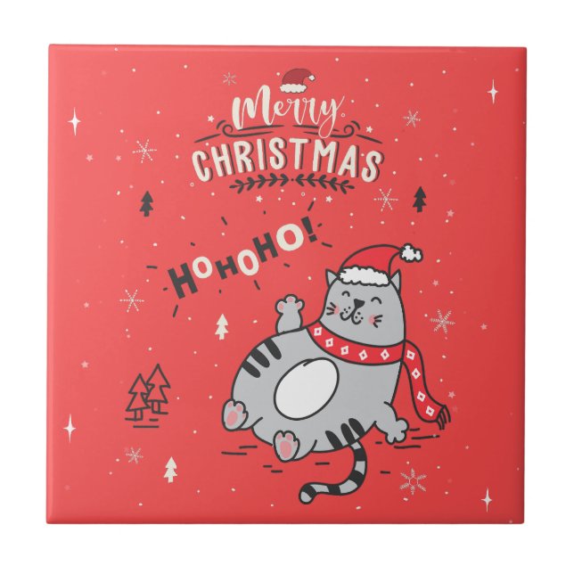 Azulejo Felices y divertidas felicitaciones a los gatos Na (Frente)