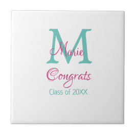 Azulejo Felicidades por el nombre del graduado monograma a