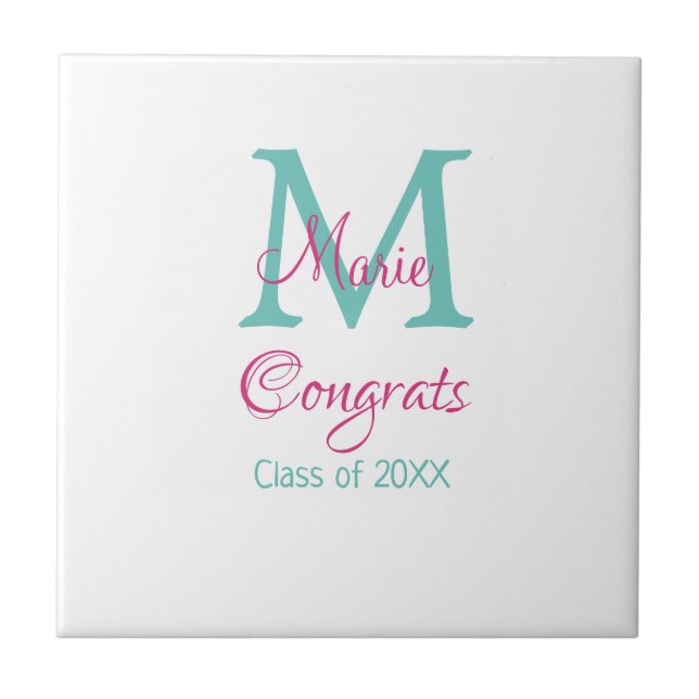 Azulejo Felicidades por el nombre del graduado monograma a (Frente)