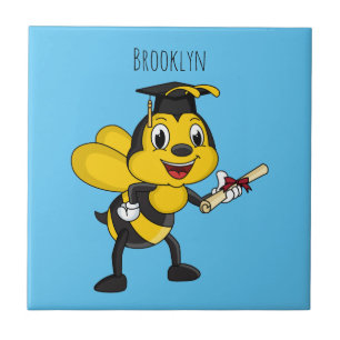 Azulejo Felicitación de graduación de abeja de dibujos ani