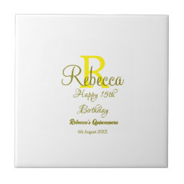 Azulejo Feliz 15º cumpleaños Moder de adición de nombre am