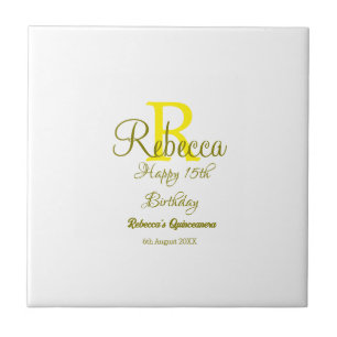 Azulejo Feliz 15º cumpleaños Moder de adición de nombre am