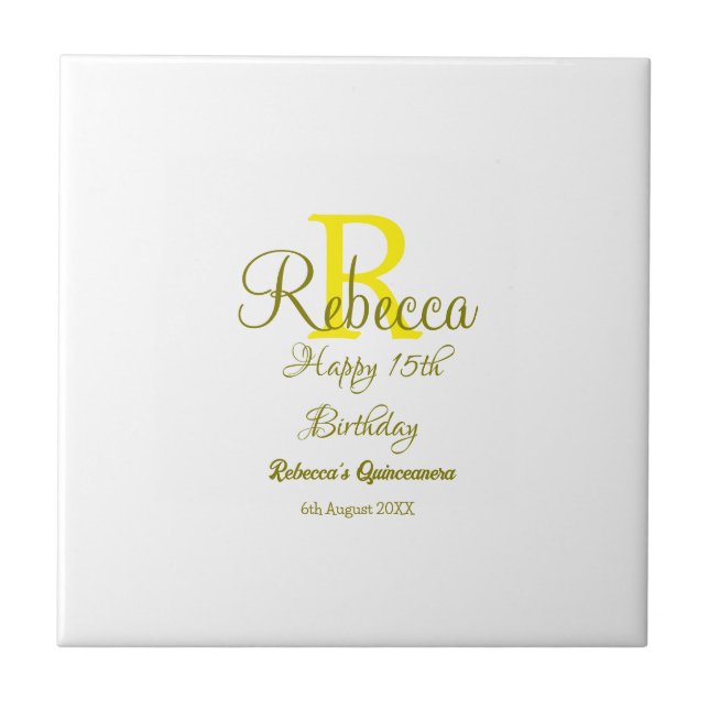 Azulejo Feliz 15º cumpleaños Moder de adición de nombre am (Frente)