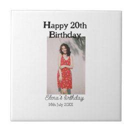 Azulejo Feliz 20 cumpleaños foto simple moderna mínima