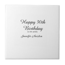 Azulejo Feliz 30 cumpleaños agregar fecha elegante simple