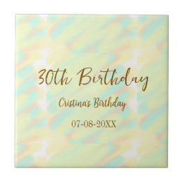 Azulejo Feliz 30 cumpleaños naranja amarillo acuarela