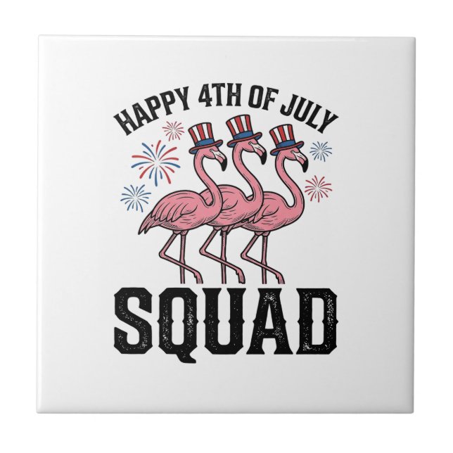 Azulejo Feliz 4 de julio Flamingo Squad Diseño Vectorial_1 (Frente)