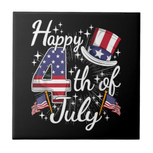 Azulejo Feliz 4 de julio Patriótico Bandera Americana USA