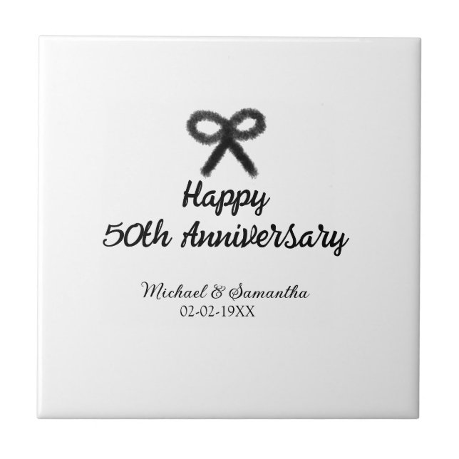 Azulejo Feliz 50° aniversario agregar pareja fecha de matr (Frente)
