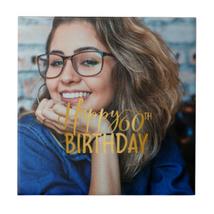 Azulejo Feliz 60 aniversario Script de foto personalizada