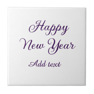 Azulejo Feliz año nuevo caligrafía púrpura simple minimali