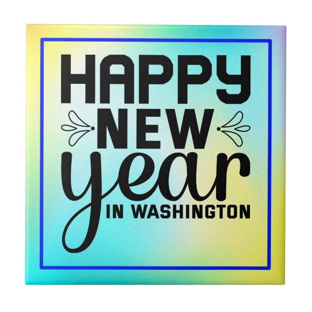 Azulejo Feliz Año Nuevo en Washington-54688 (Frente)