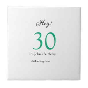 Azulejo Feliz cumpleaños 30 letra negrita verde negro