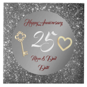 Azulejo Feliz Cumpleaños Amor Plata 25 Aniversario
