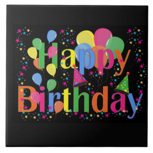Azulejo Feliz Cumpleaños, celebración festiva de cumpleaño