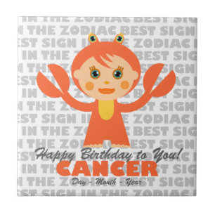 Azulejo Feliz cumpleaños del cáncer