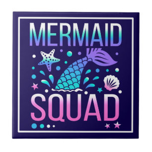 Azulejo Feliz Cumpleaños Diseño de Fiesta de Sirenas en el