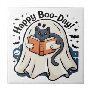 Azulejo Feliz Cumpleaños Fantasma Gato PNG - Sobredimensio