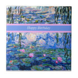 Azulejo Feliz cumpleaños, pintura de nenúfares,<br><div class="desc">Feliz cumpleaños - la famosa pintura de Claude Monet,  Water Lilies,  1919.</div>