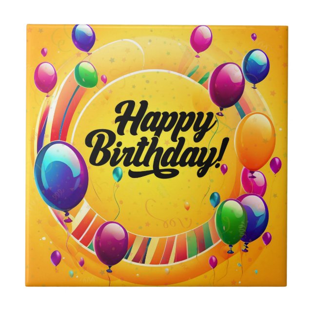 Azulejo Feliz Cumpleaños Vibrante (Frente)