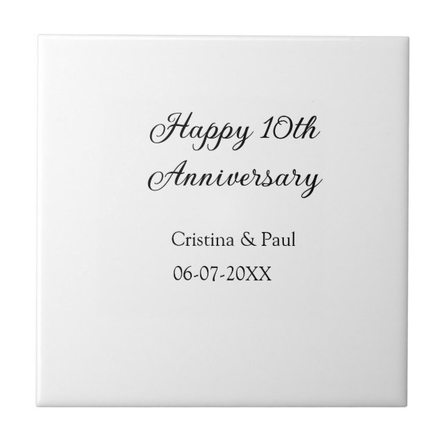 Azulejo Feliz décimo aniversario simple nombre mínimo de b (Frente)