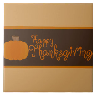 Azulejo Feliz Día de Acción de Gracias Calabaza de otoño