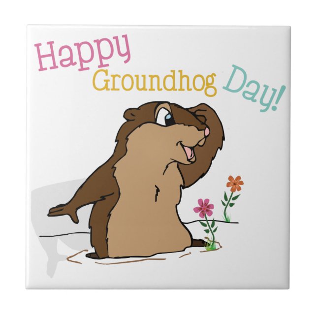 Azulejo Feliz Día de la Marmota (Frente)
