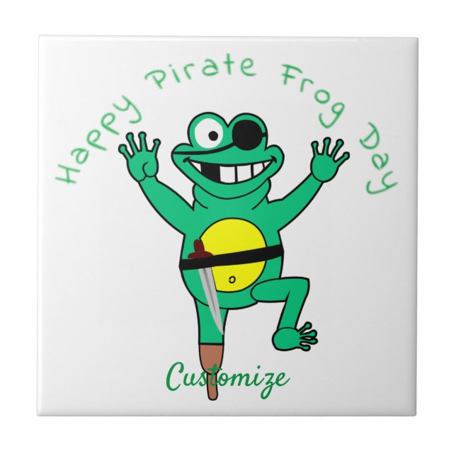 Azulejo Feliz Día de la Rana Pirata Thunder_Cove (Frente)