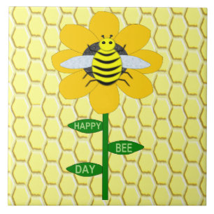 Azulejo Feliz Día de las Abejas Cumpleaños Bumblebee