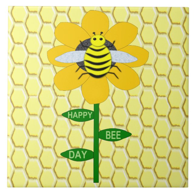 Azulejo Feliz Día de las Abejas Cumpleaños Bumblebee (Frente)