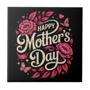 Azulejo Feliz Día de las Madres Mamá Floral Linda