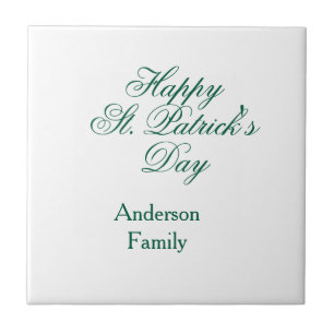 Azulejo Feliz día de San Patricio apellido familia verde m