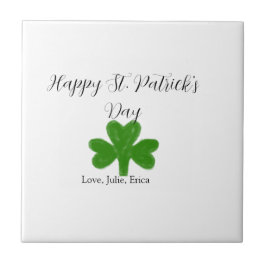 Azulejo Feliz día de San Patricio trébol verde nombre