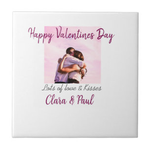 Azulejo Feliz día de San Valentín besos modernos amor añad
