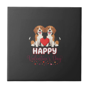 Azulejo Feliz día de San Valentín pareja de Beagle