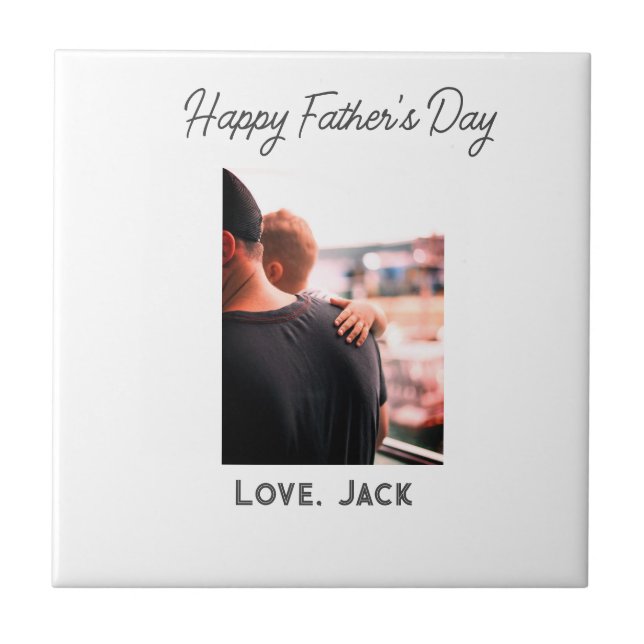 Azulejo Feliz día del padre foto padre simple amor moderno (Frente)