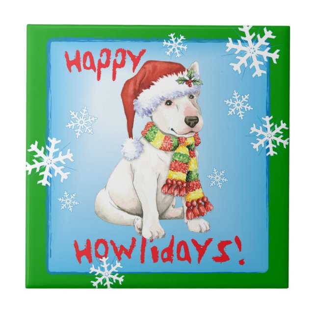 Azulejo Feliz Día del Toro Terrier (Frente)