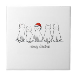 Azulejo Feliz Gatmas Gato Navidad Adorable Gatito Gatos Sa