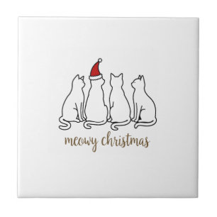 Azulejo Feliz Gatomidad Gato Navidad Adorable Gatito Gatos
