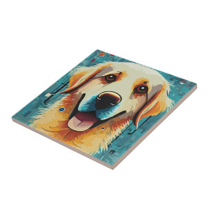 Azulejo Feliz Golden Retriever