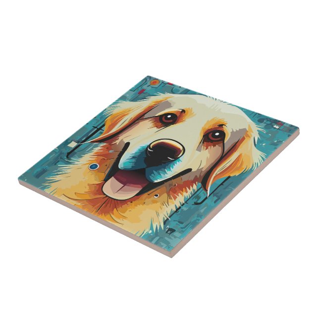 Azulejo Feliz Golden Retriever (Lado)