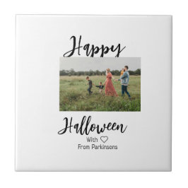 Azulejo Feliz Halloween agregar nombre de familia foto sim