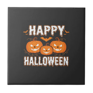 Azulejo Feliz Halloween Calabaza Murciélago Vector
