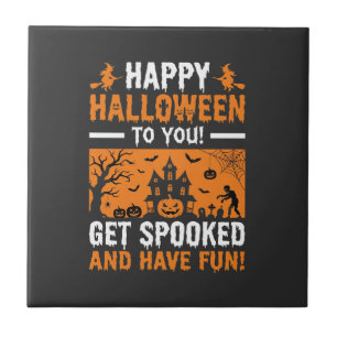 Azulejo Feliz Halloween Casa Embrujada Espeluznante Frase