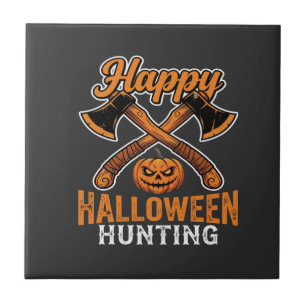 Azulejo Feliz Halloween Caza Hachas Cruzadas Calabaza