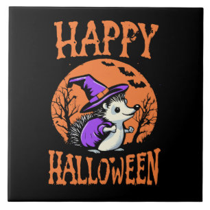 Azulejo Feliz Halloween Erizo Bruja