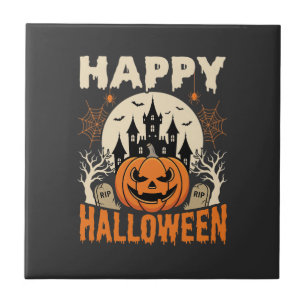 Azulejo Feliz Halloween Jack O Linterna Castillo Embrujado