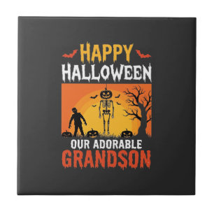 Azulejo Feliz Halloween Nieto Esqueleto Calabaza
