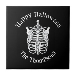 Azulejo Feliz Halloween Spooky Scary Skeleton Simple